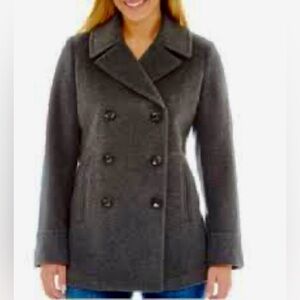St John’s Bay Wool Blend Double Breasted Gray Peacoat
Mid-Length size Medium